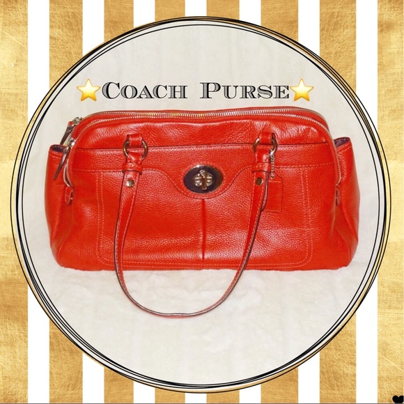 Red leather Authentic Coach Purse - Picture 1 of 8